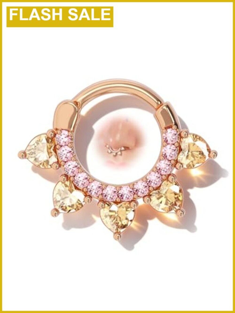 16G Rose Gold Flower Septum Ring Dainty Piercing Jewelry Stainless Steel